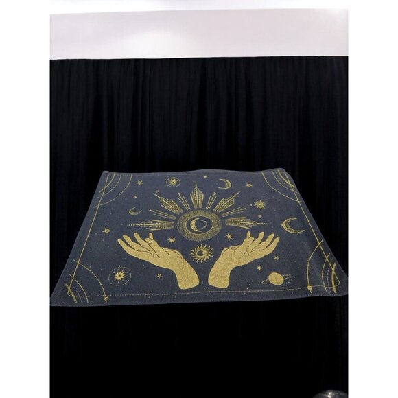 Mystic Canvas Zipper Pouch With Gold Celestial Design 9"x 7" - Picture 7 of 9